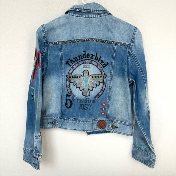 Double D Ranch Jackets & Blazers - Double D Ranch Light Blue Denim Thunderbird Embroidered Jean Jacket